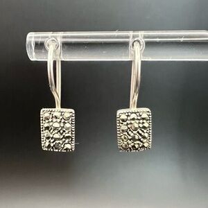 Genevieve & Grace Sterling Silver Marcasite Drop Earrings 925 Rectangular NWT